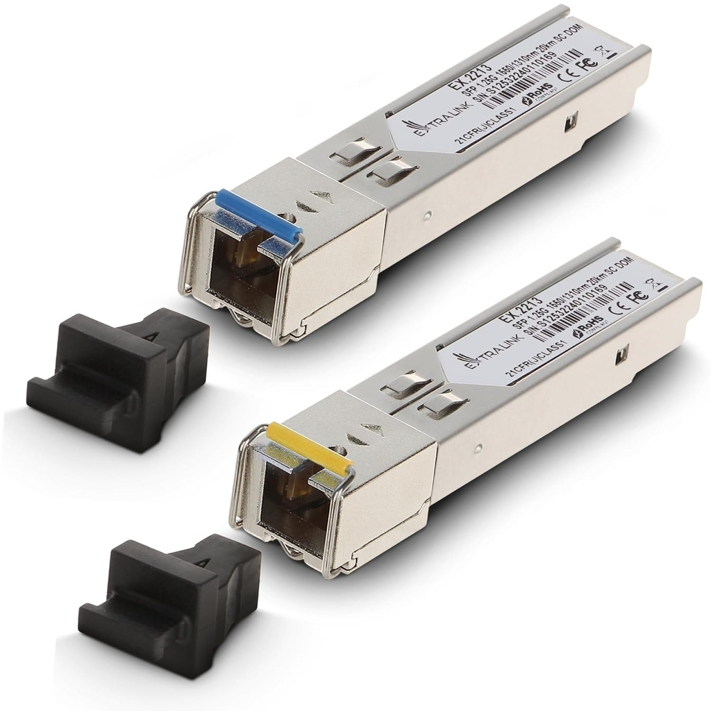 Extralink SFP 1.25G WDM-Module 1310/1550nm Einzelmodus 20km SC DOM Transceiver Glasfaser Fiber Optic Network Equipment