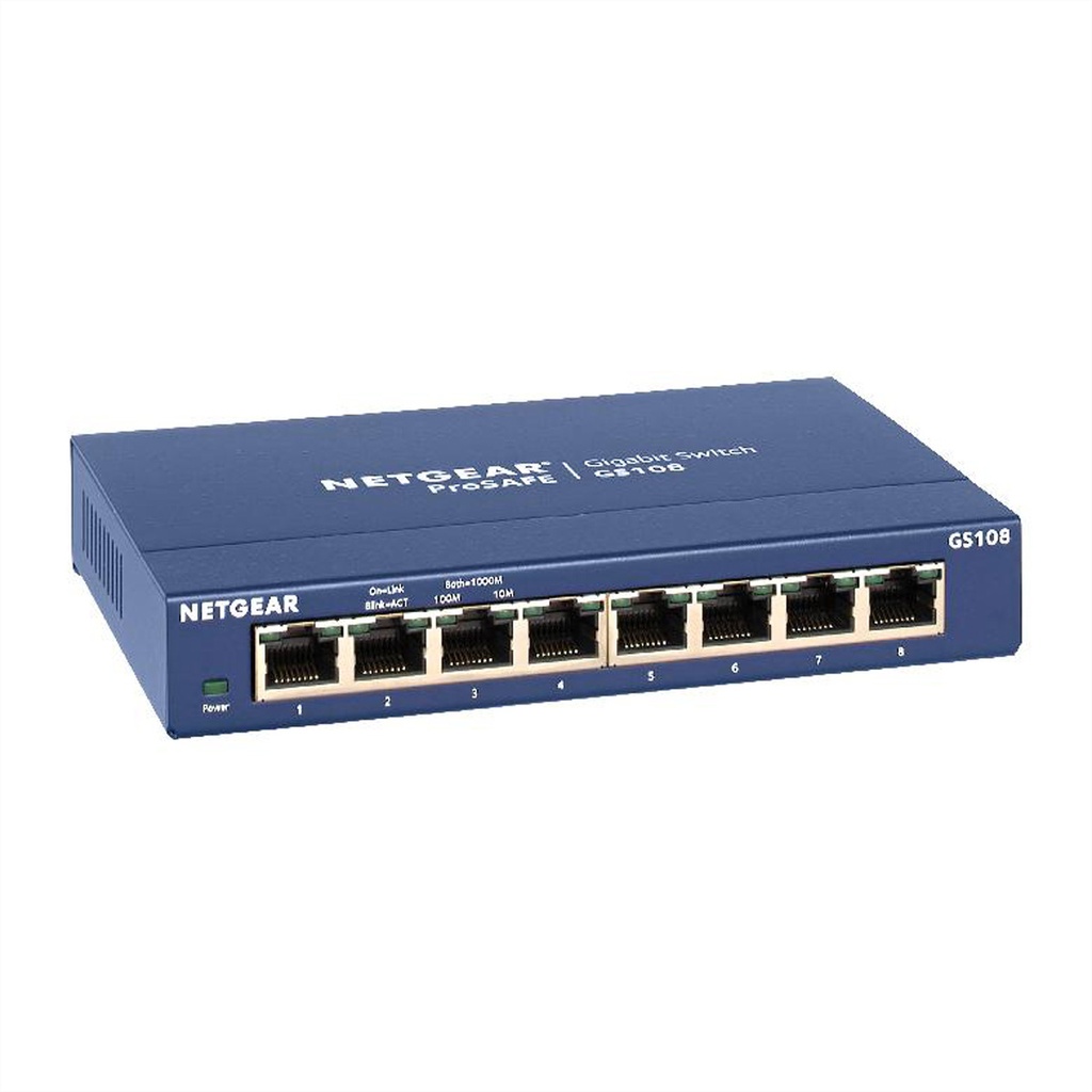 Netgear ProSafe GS108 Switch Copper Wire 1 GBps Amount of ports: 3 U Rack module Network Equipment