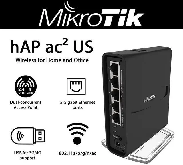 MikroTik hAP ac2 RBD52G 5HacD2HnD TC Access Point Wi-Fi Network Equipment