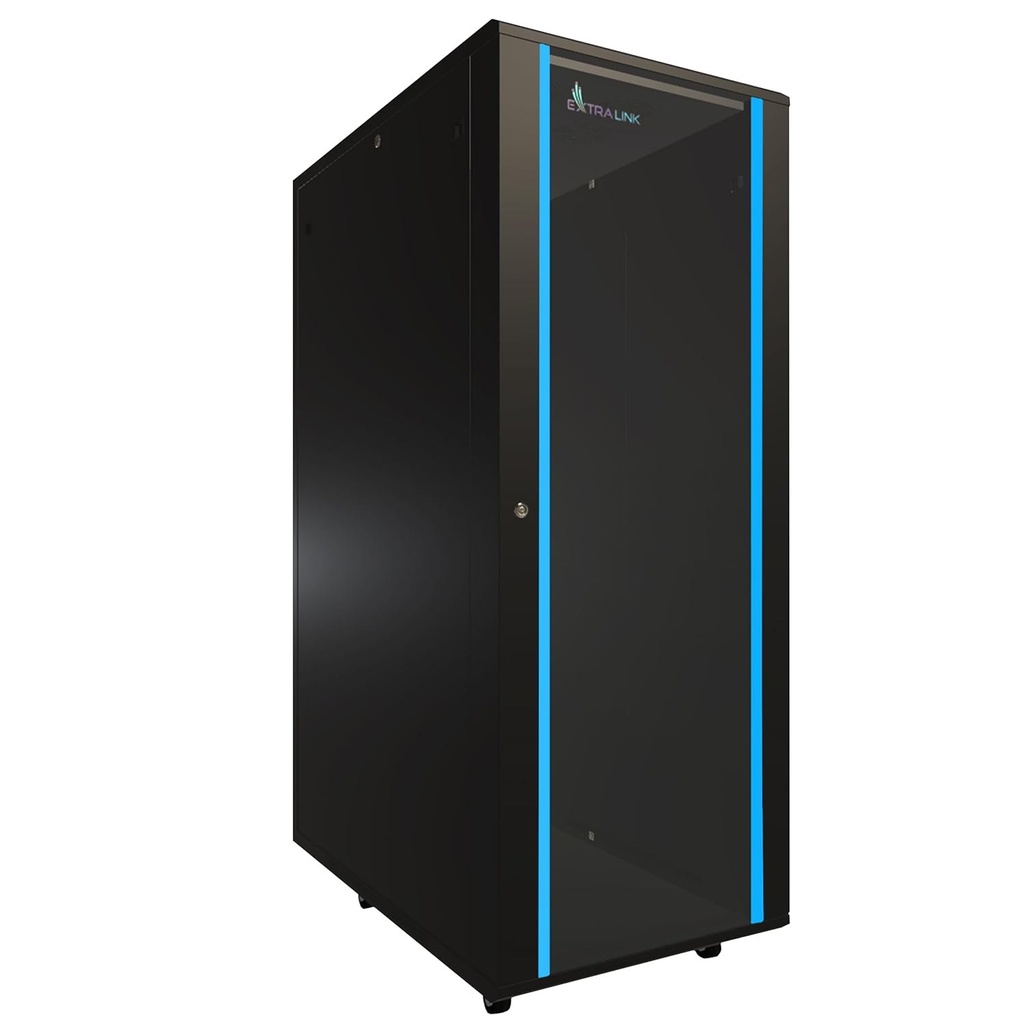 [6317838000] Extralink Rackmount cabinet 37U 600x1000 Black standing Wall mounted rack 37U 1200 kg Key lock Rack rails Black Racks
