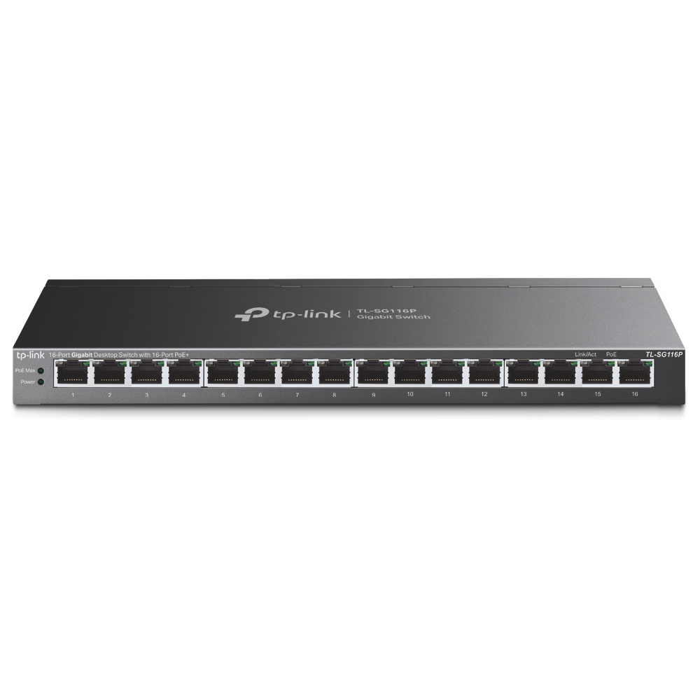 TP-LINK desk-top Switch PoE+ TL-SG116P Switch 1 GBps Network Equipment