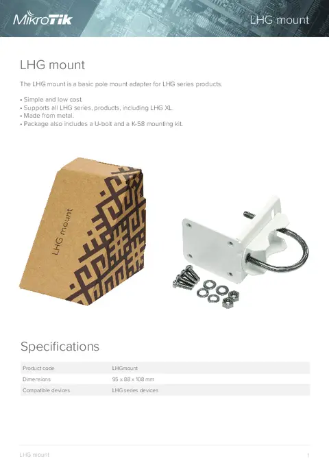 MikroTik Simple metallic mount f LHG series products Rack Accessories