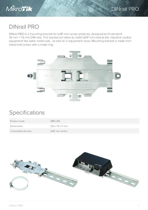 MikroTik DINrail PRO Wi-Fi access point mount Mikrotik LtAP mini Silver Metal 135 mm 73 mm Network Accessories