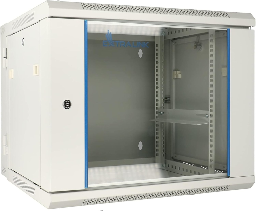 Extralink Rackmount cabinet 12U 600x600 AZH Gray wall mounted swing type Wall mounted rack 12U 60 kg Key lock Rack rails gray Cables & Adapters