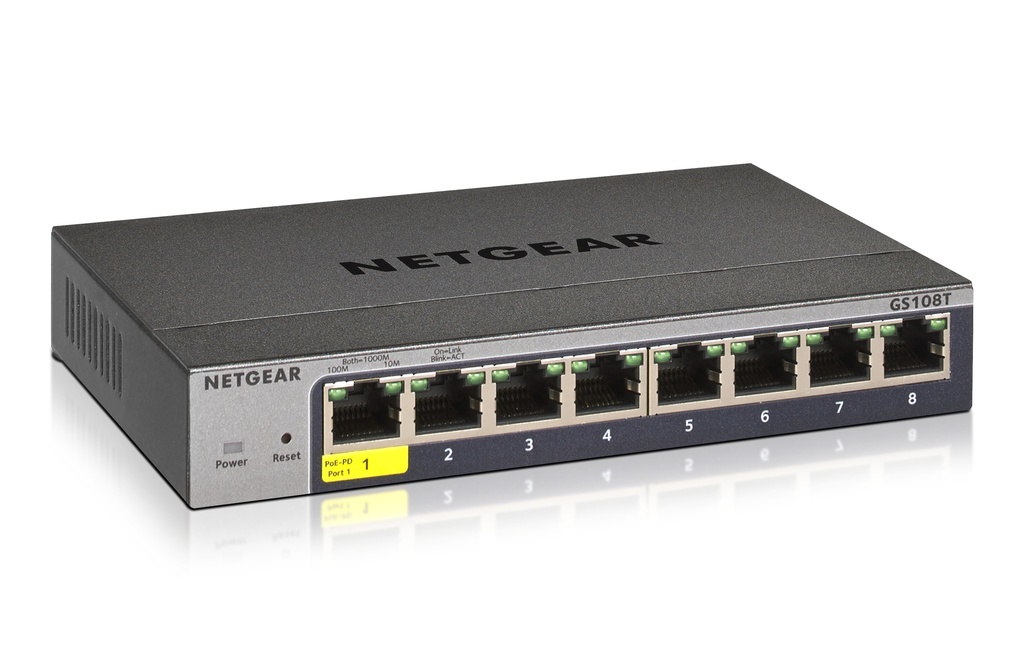 Netgear Smart GS108Tv3 Switch 8 x Fiber Optic Network Equipment