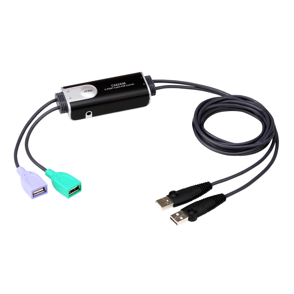 [801740002] ATEN 2-port USB Boundless Cable KM Switch 1.8 m USB Black 2 x USB Type A KVM Switches