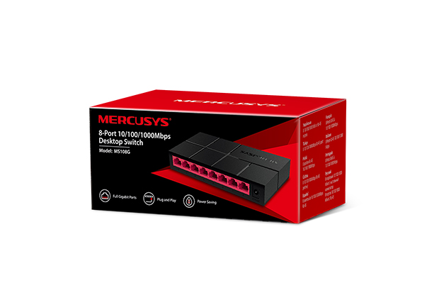 Mercusys 8-Port 10/100/1,000 Mbps desk-top Switch Unmanaged Gigabit Ethernet (10/100/1000) Full duplex Network Equipment