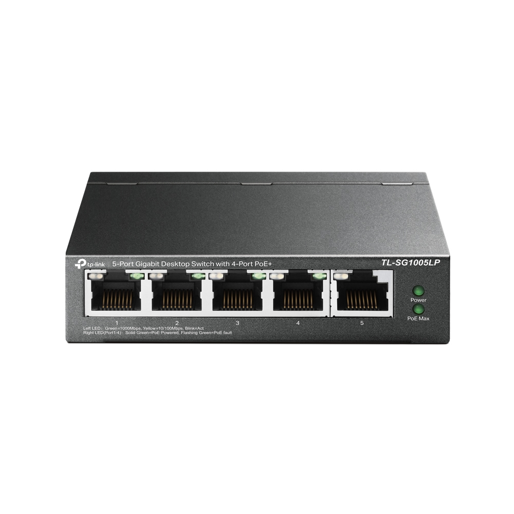 TP-LINK TL-SG1005LP Unmanaged Gigabit Ethernet (10/100/1000) Power over Ethernet (PoE) Wall mountable Network Equipment