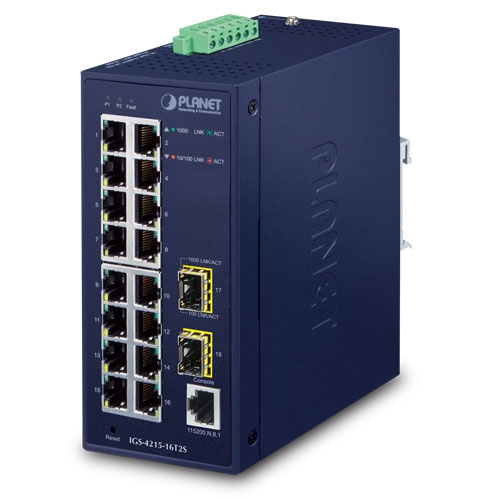 Planet IGS 4215 16T2S Switch Managed 16 x/1000+ 2 Switch Fiber Optic Network Equipment