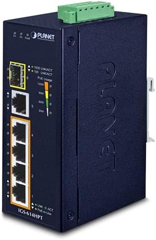 Planet IGS-614HPT Unmanaged Gigabit Ethernet (10/100/1000) Power over Ethernet (PoE) Wall mountable Network Equipment