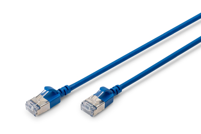 DIGITUS CAT 6 A F-FTP Slim patch cord, 0.5 m, blue Cables & Adapters