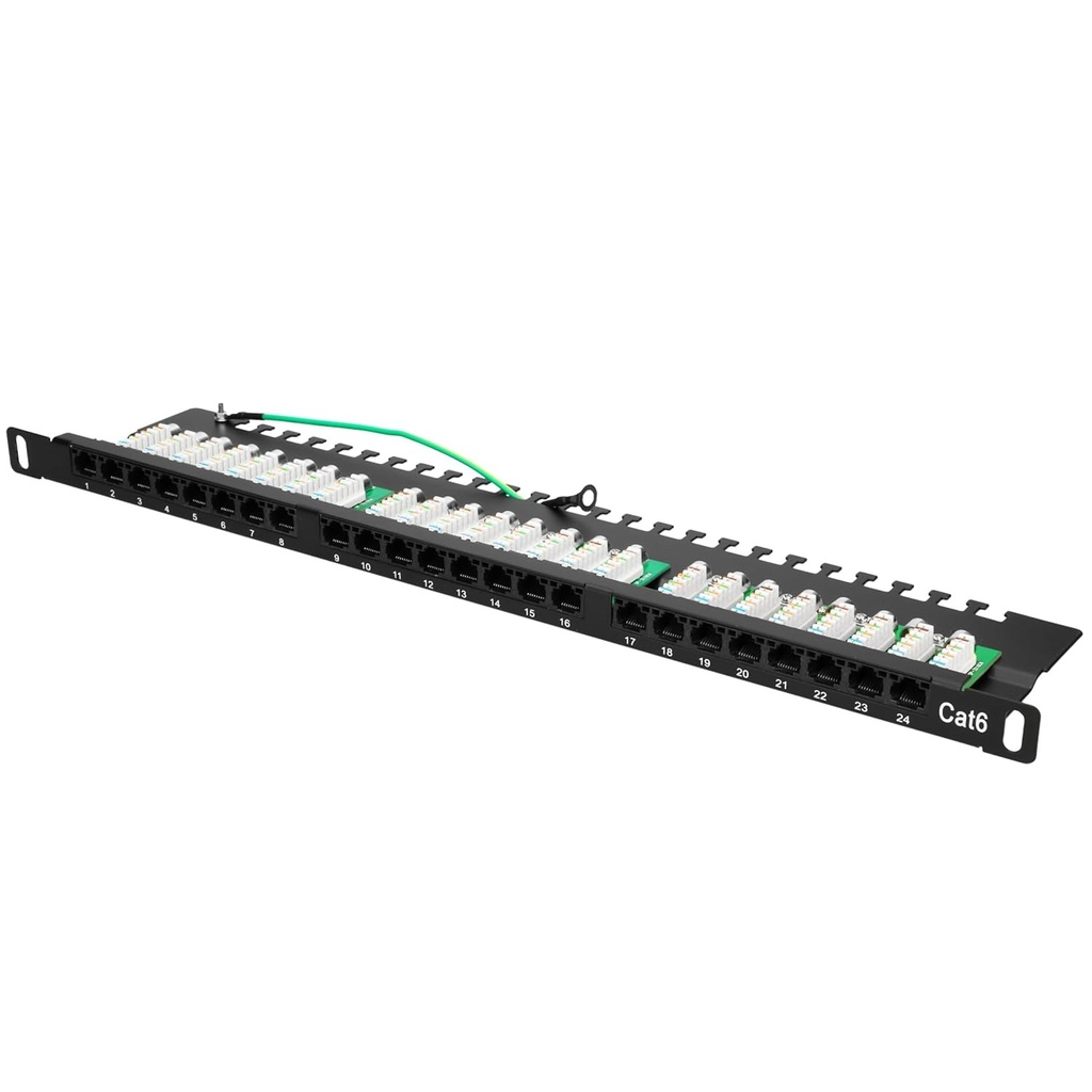 Extralink Patchpanel CAT6 UTP 0.5U 24 port RJ-45 Cat6 U/UTP (UTP) 0.5U Black 482.6 mm Interface Cards