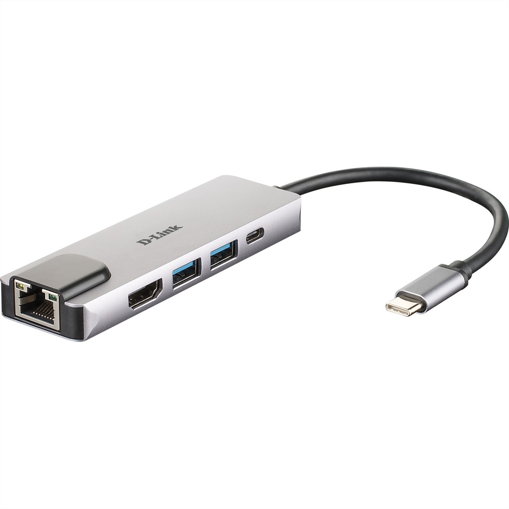 D-Link 5 in 1 USB-C Hub with HDMI/Ethernet and Power Delivery Wired Thunderbolt 3 60 W 10,100,1000 Mbit/s IEEE 802.3 IEEE 802.3ab IEEE 802.3az IEEE 802.3u IEEE 802.3x aluminum Laptop Accessories