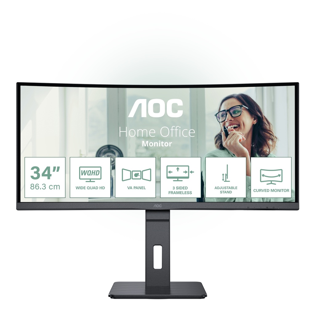 AOC CU34P3CV 34-inch (34 inch) 3440 x 1440 pixels ultra-wide Quad HD LED 4 ms Black Monitors