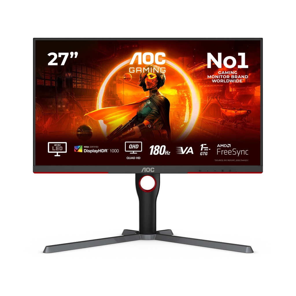 [16797083000] AOC G3 Q27G3XMN/BK 27-inch (27 inch) 2560 x 1440 pixels 2K Ultra HD LED 1 ms Black Red Monitors