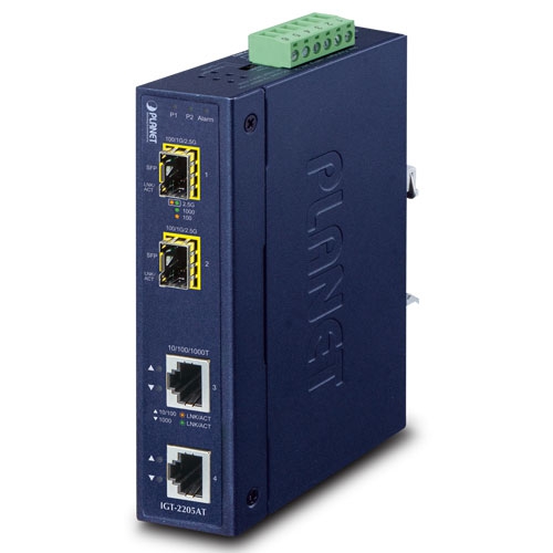 Planet IP30 2x GE to SFP Media Converter IGT-2205AT Converter Fiber Optic Network Equipment