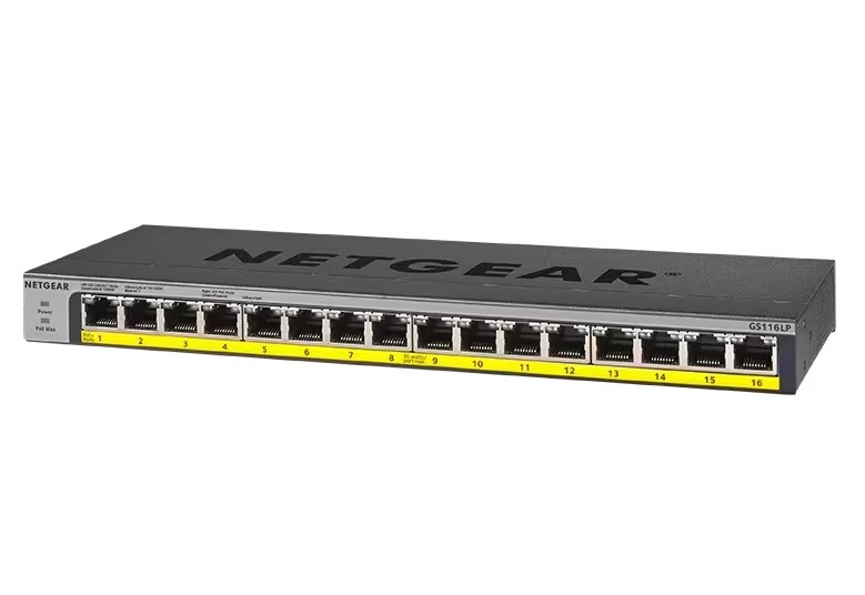 Netgear GS116LP Switch 16 ports -16 x/1000 PoE+ 76W Copper Wire Network Equipment